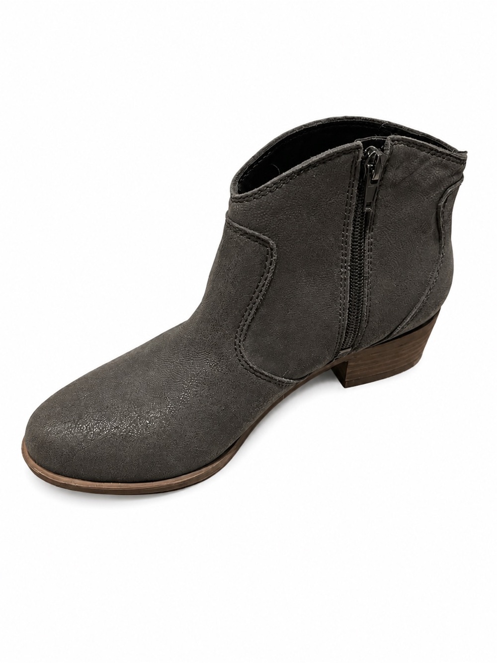 Lucky Brand Belia Gray Shimmer Leather Ankle Booties Women’s 6M